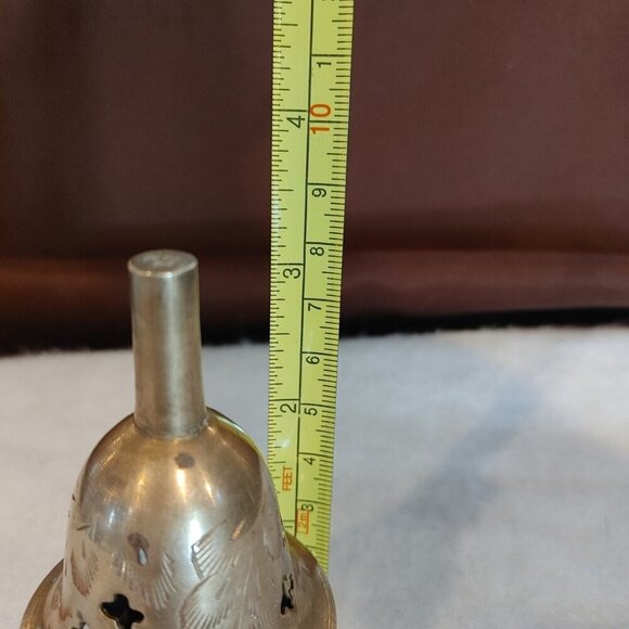 Vintage Etched Brass 2-piece Servant BELL w LID, Footed India - Incense Burner - Picture 5 of 6